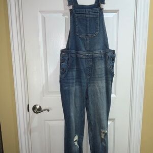 No Boundaries bib overalls Sz XXL distressed adjustable straps side buttons
